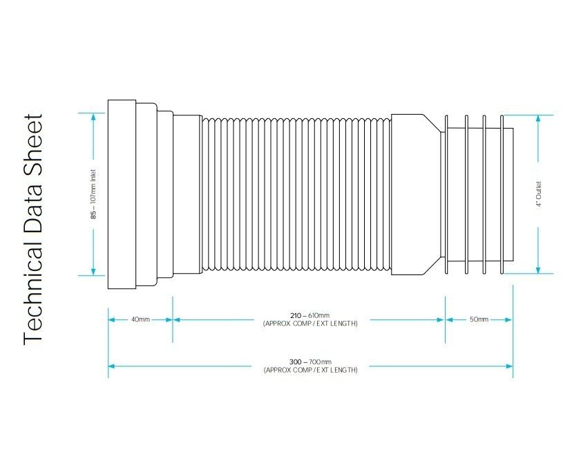 VIVA Slinky-Fit WC EXTRA LONG Flexible Toilet Pan Connector 300-700mm PP0002 - Image 2
