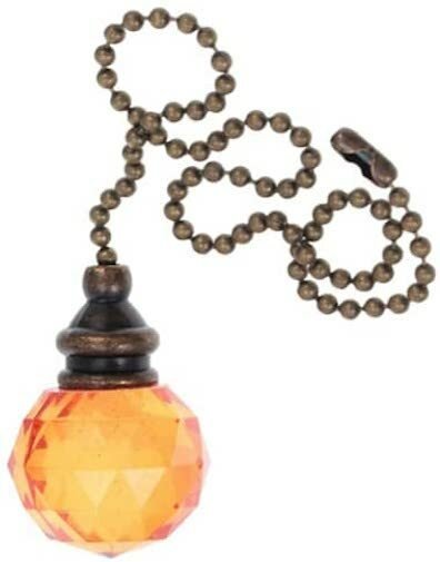 Taps2Traps® Traditional Antique Style Orange Crystal Decorative Bathroom Light Switch Pull Chain
