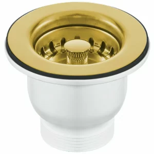 Gold Kitchen Sink Basket Strainer Waste – Fits 58-70mm hole