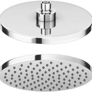 Chrome Finished Round 200mm Overhead Shower Head with Anti-Limescale Nozzles + Swivel Joint