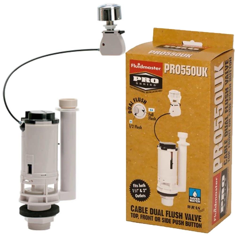 Fluidmaster PRO550UK Dual Flush Valve – Cable Operated, Chrome Push Button - Image 2