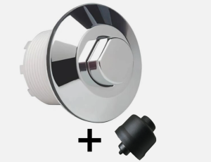 Replacement Chrome Toilet Flush Button & Spare Black Rubber Bellow Set Fits Grohe Adagio Cisterns 38488/113219