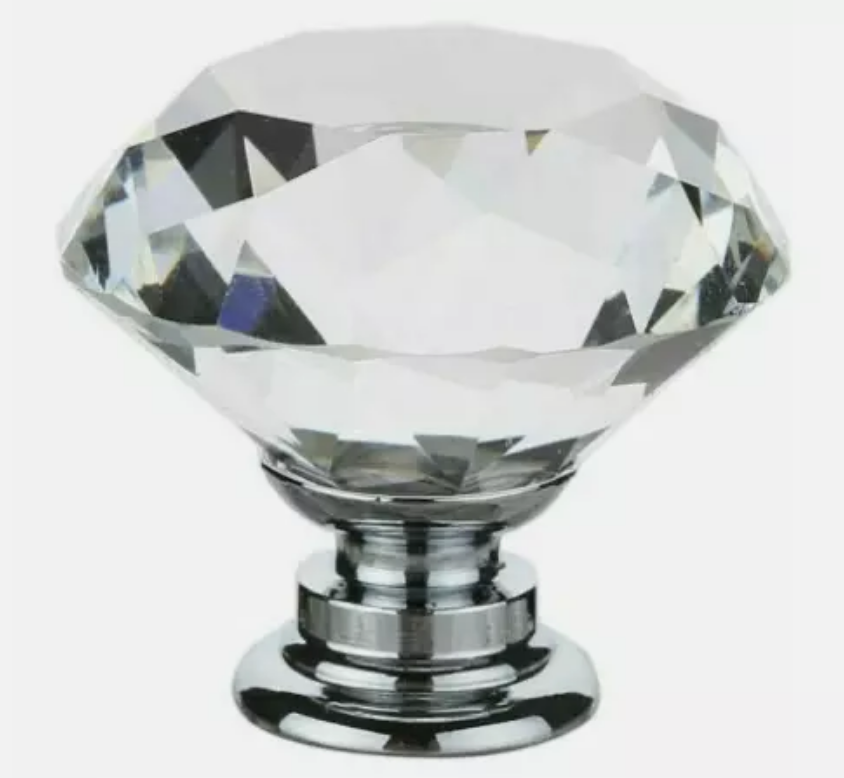 Large Crystal Glass Cabinet Knob – Diamond Style Handle for Drawers, Cupboards & Furniture - Image 2