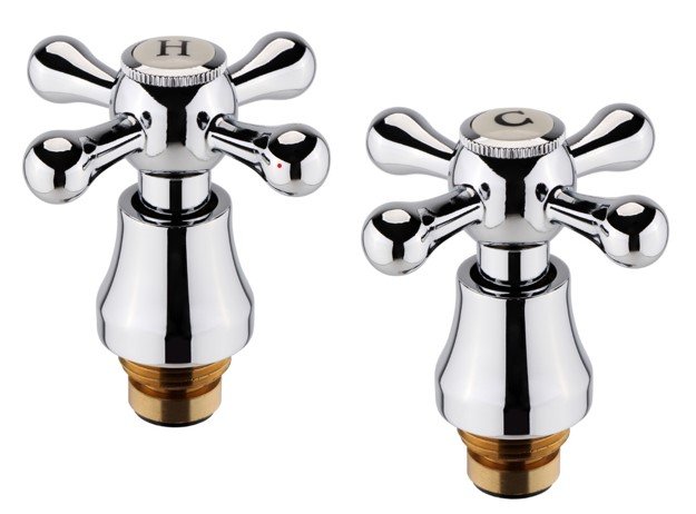 VICTORIAN STYLE CROSS HEADS REPLACEMENT BASIN SINK TAP CONVERSION KIT C/P 1/2"