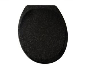 Black Glitter Design Toilet Seat – Soft Close, Durable Gloss Finish, Easy Clean Quick Release Hinges, Stylish Bathroom
