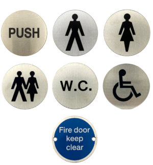 75mm (3") Metal Toilet WC Fire Door Sign Self Adhesive Bathroom Restroom Washroom Office Door Plaque Male Female Toilet Indicator Durable Aluminium Safety Sign