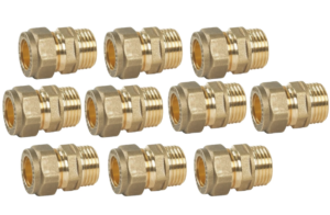 Pack Of 10 X Brass Compression Male Iron 15mm X 1/2" Mi BSP **WRAS Approved**