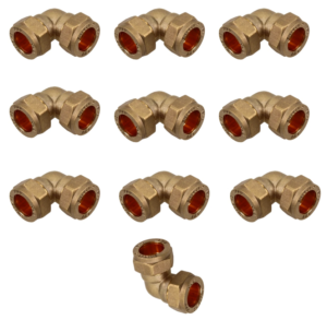 Pack Of 10 x 15mm Equal Elbows Brass Compression Fittings EN & WRAS Approved